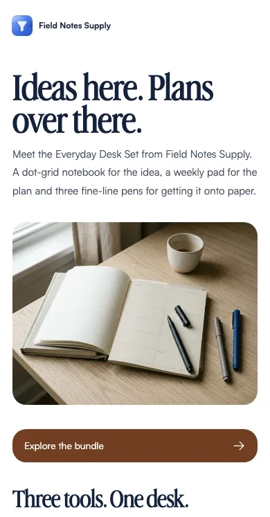 Ideas here. Plans over there. — Field Notes Supply demo