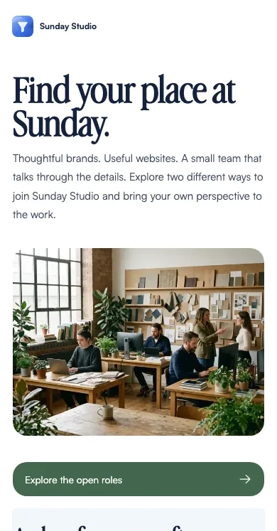 Find your place at Sunday. — Sunday Studio demo
