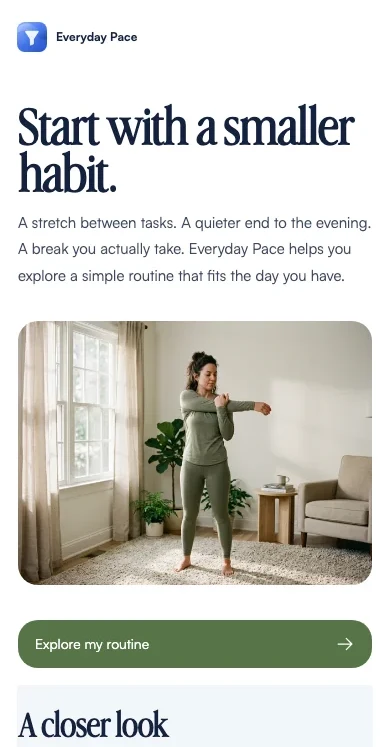 Start with a smaller habit. — Everyday Pace demo