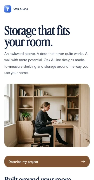 Storage that fits your room. — Oak & Line demo