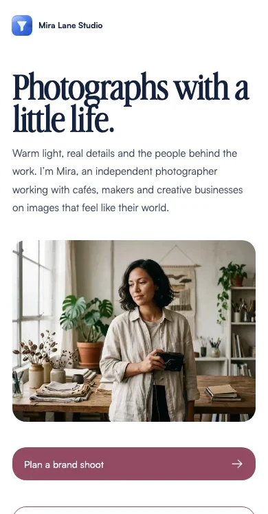 Photographs with a little life. — Mira Lane Studio demo