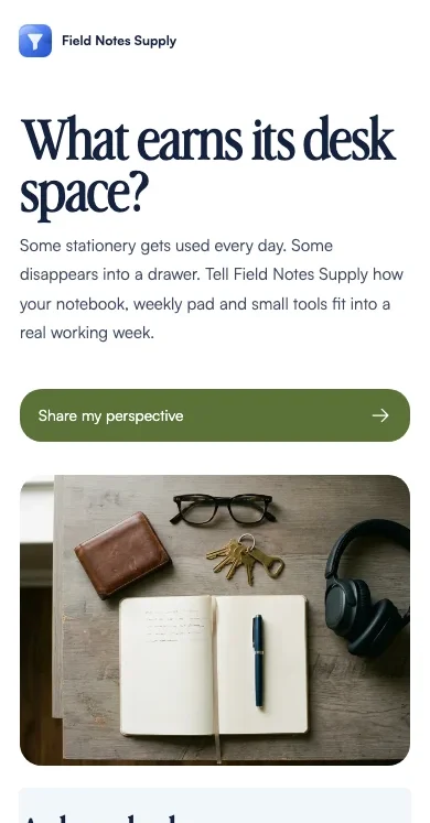 What earns its desk space? — Field Notes Supply demo